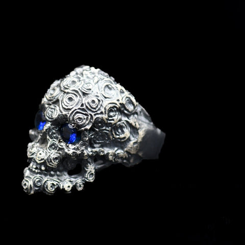 ROSES SKULL STONE RING