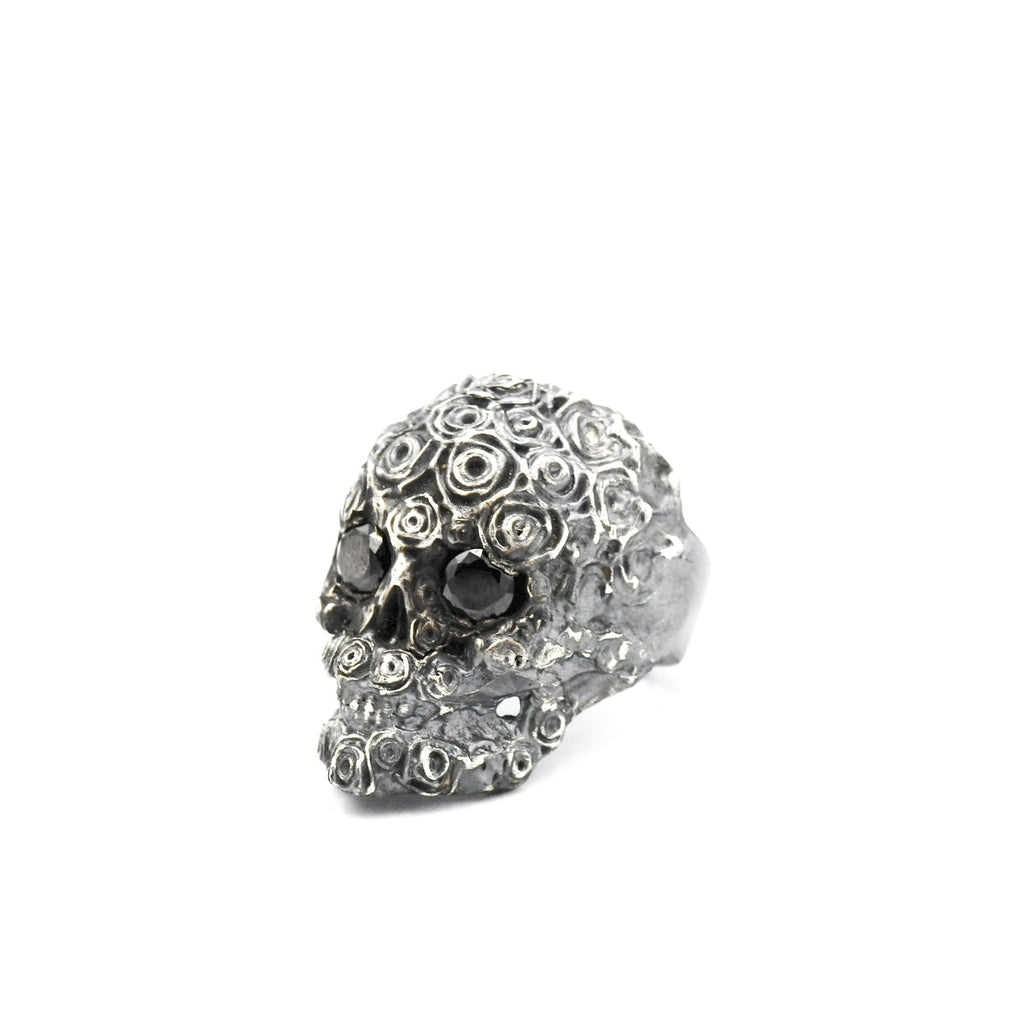 ROSES SKULL STONE RING