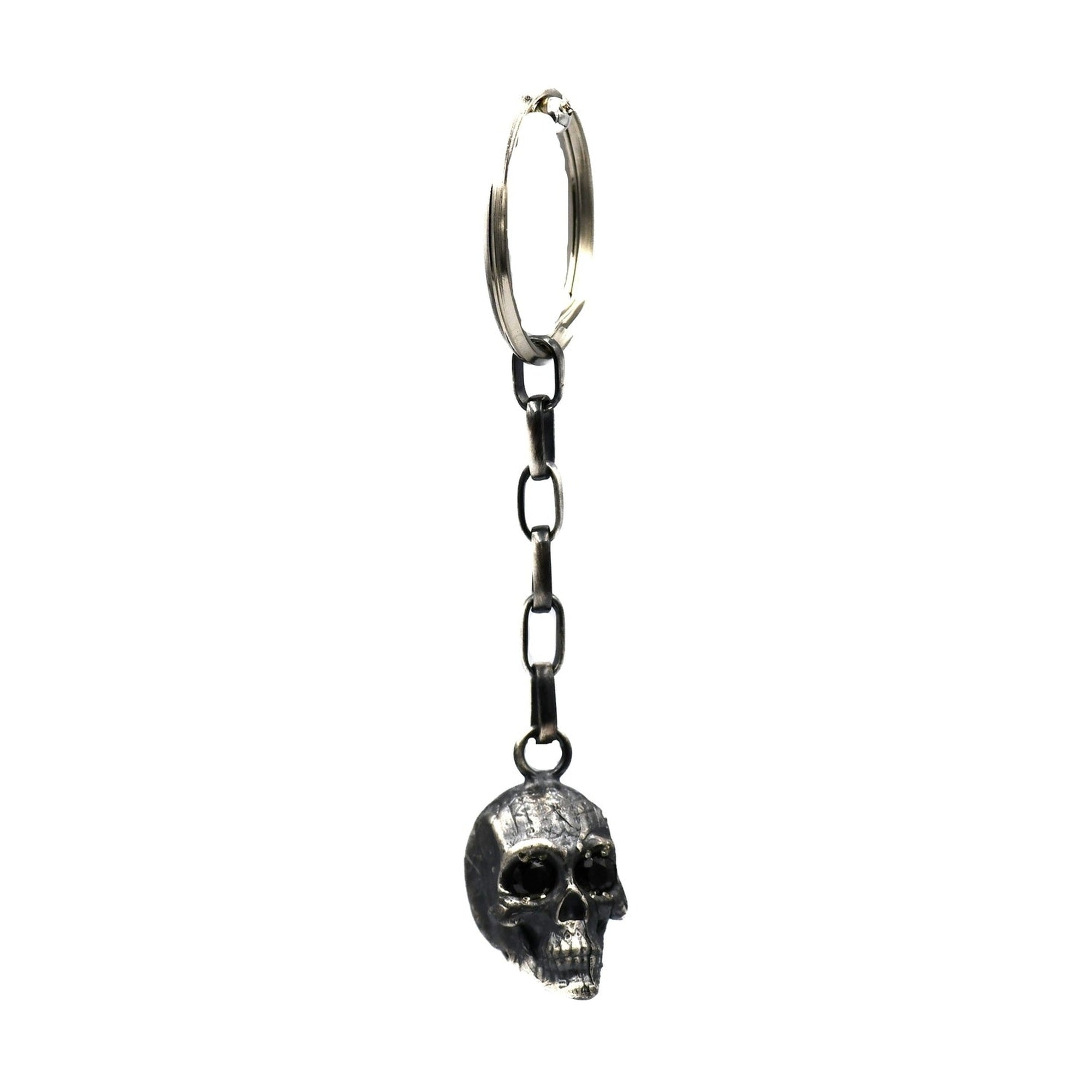 HEART SKULL KEY CHAIN CON ZIRCONIA NEGRA