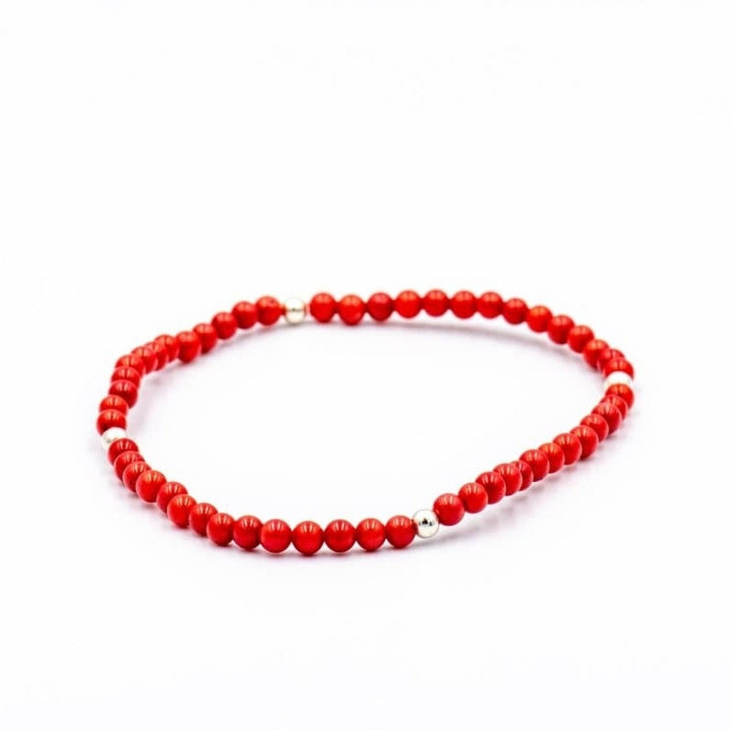 4 BALL RED CORAL BRACELET - Rock and Jewel