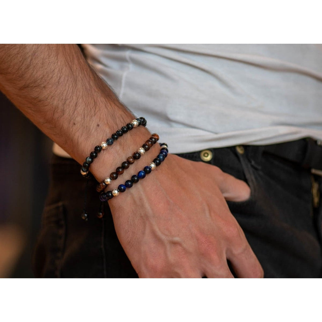 5 BALL OJO DE TIGRE CAFÉ BRACELET - Rock and Jewel