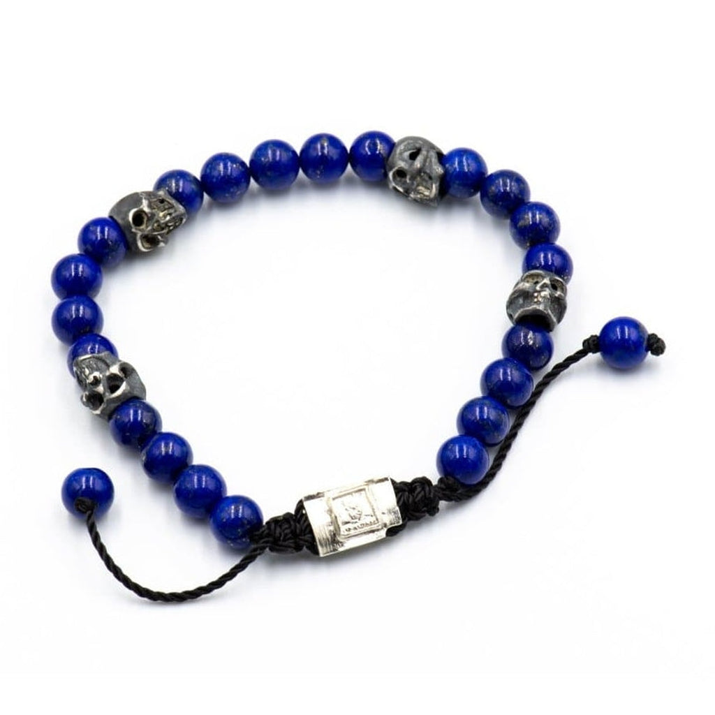 5 SKULLS LAPISLAZULI BRACELET - Rock and Jewel