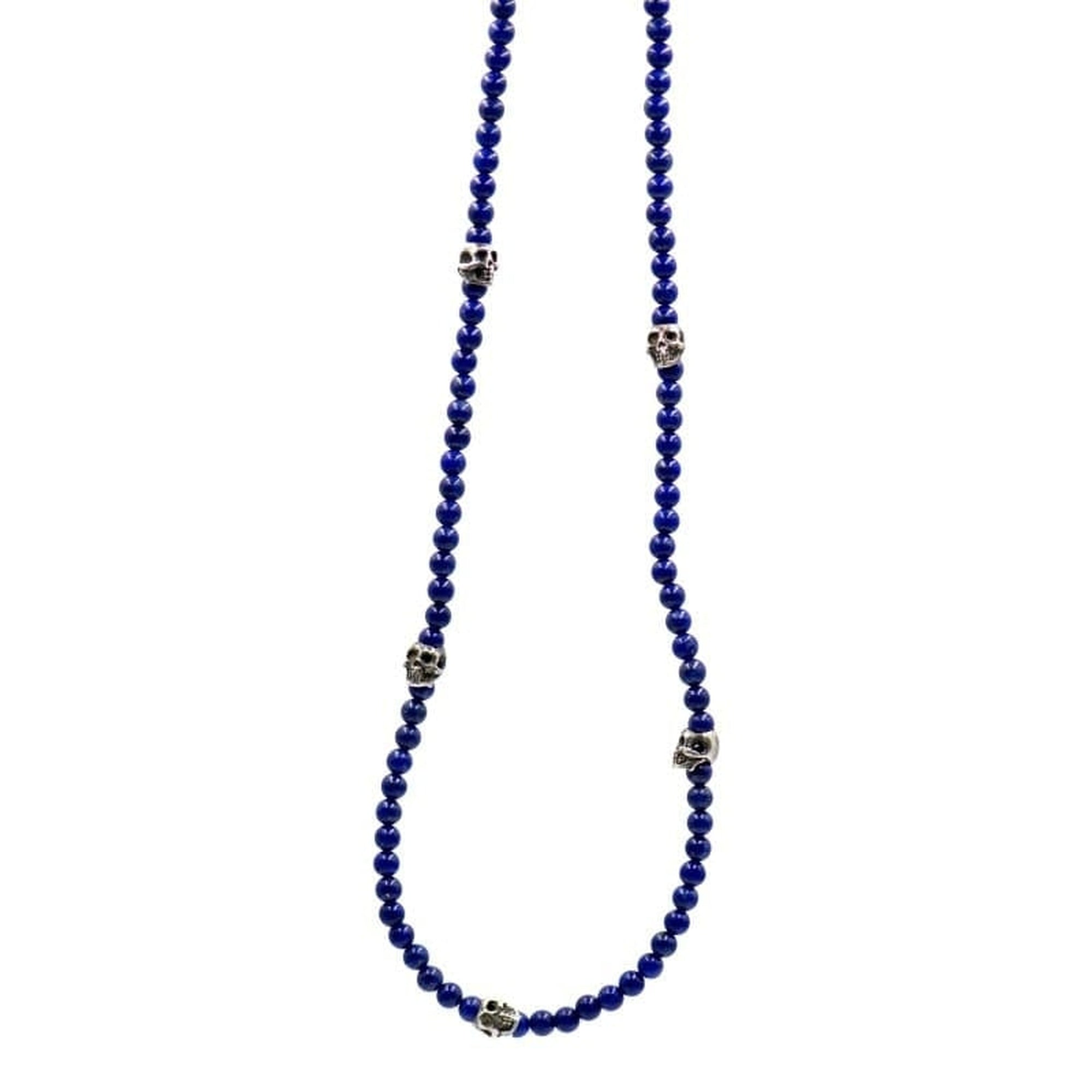 5 SKULLS LAPISLAZULI NECKLACE