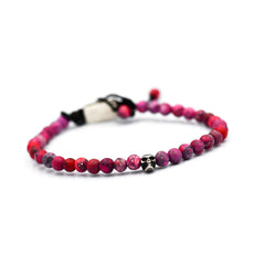 ONE SKULL PINK JASPER BRACELET