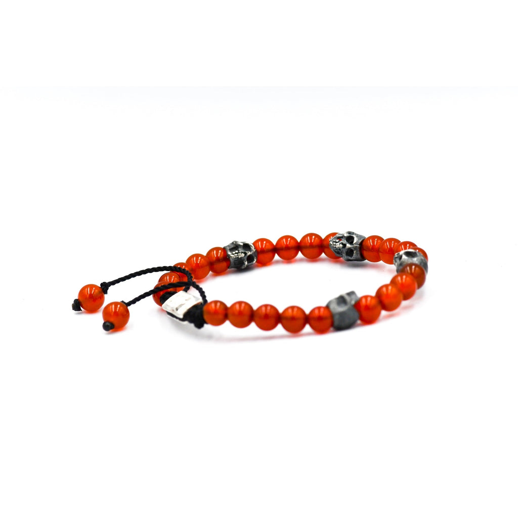 5 SKULLS ORANGE CORNALINE BRACELET