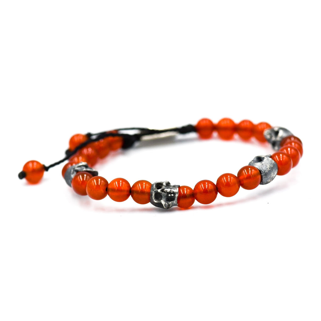 5 SKULLS ORANGE CORNALINE BRACELET