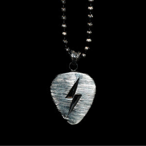 GUITAR PICK LIGHTNING BOLT SILVER