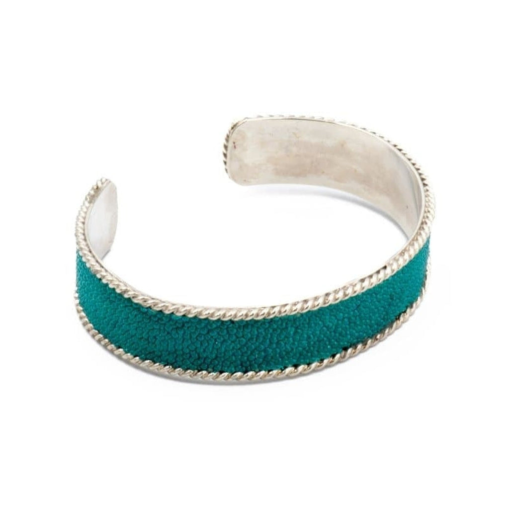 BLUE STINGRAY SKIN CUFF WIDE - Rock and Jewel