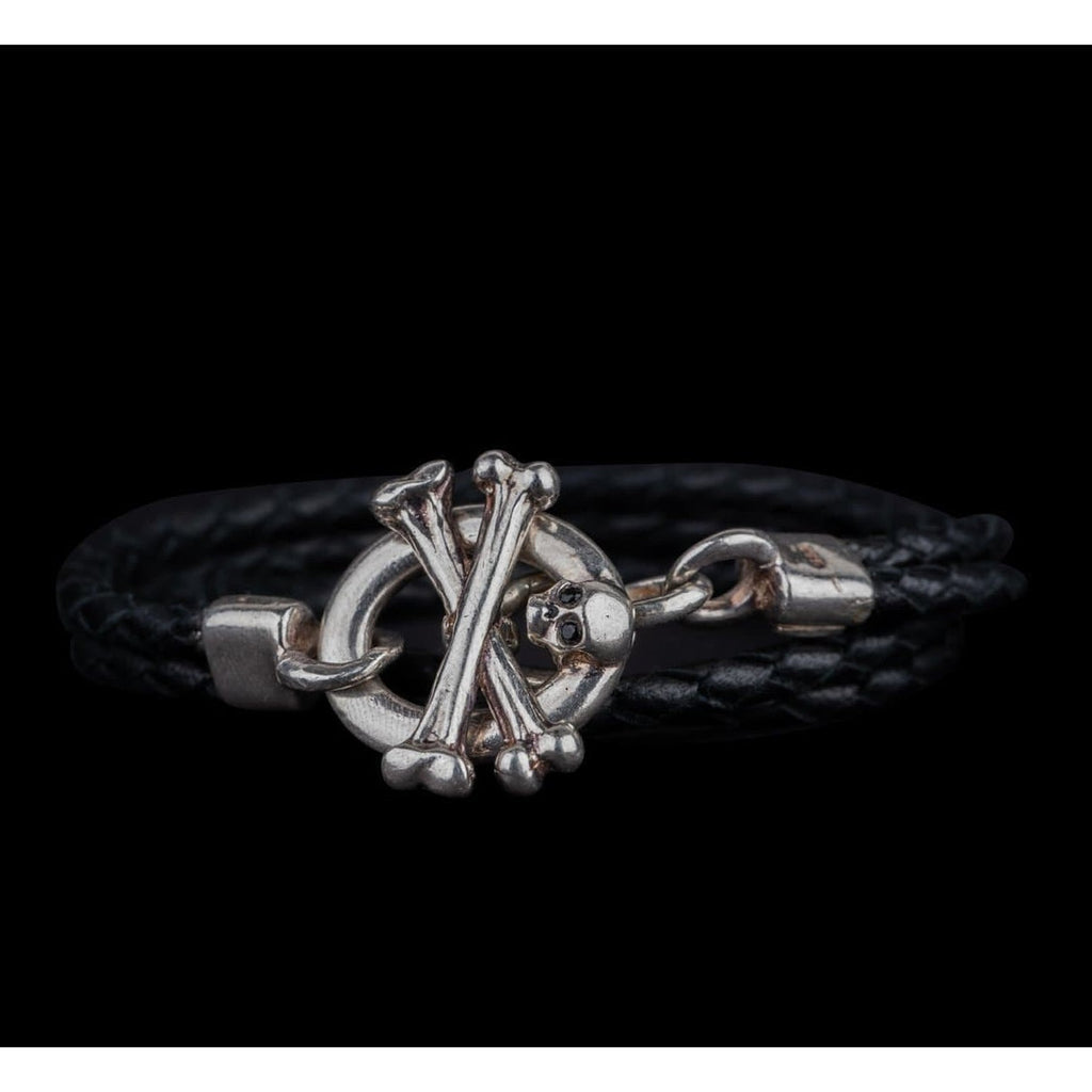 CROSSBONE LEATHER WRIST BRACELET - Rock and Jewel