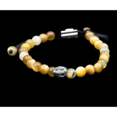 ONE SKULL BLONDE TIGER EYE BRACELET