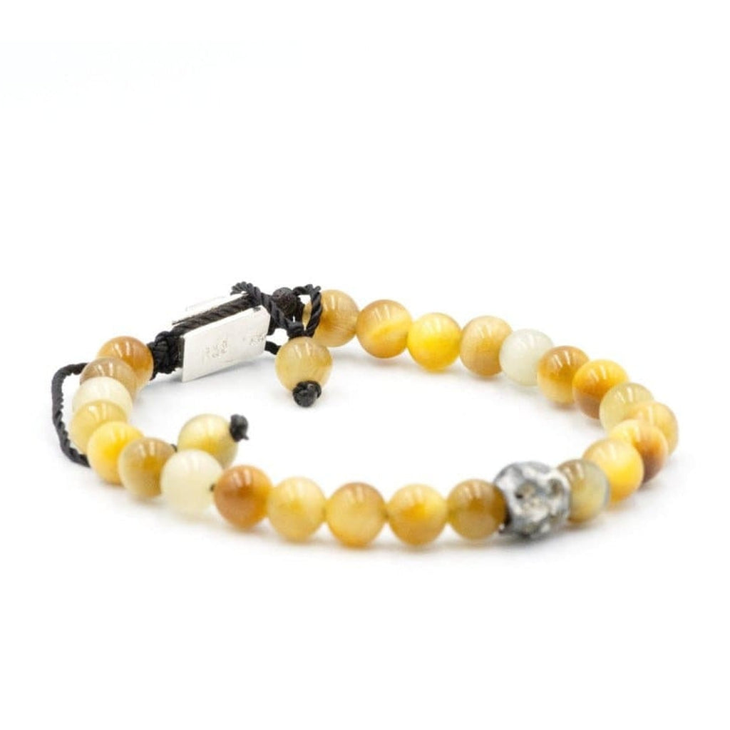 ONE SKULL BLONDE TIGER EYE BRACELET - Rock and Jewel