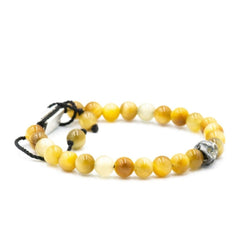 ONE SKULL BLONDE TIGER EYE BRACELET