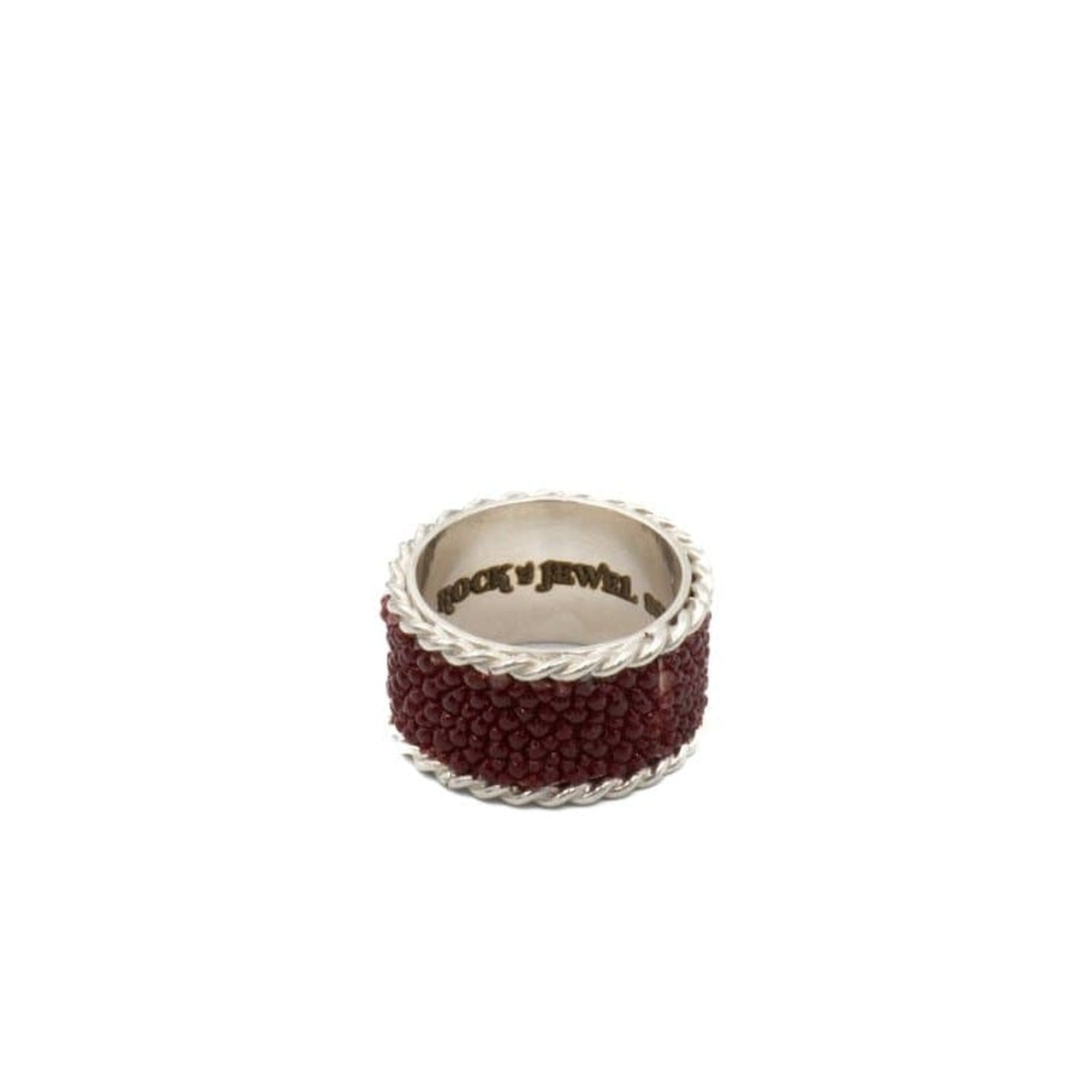 RED STINGRAY SKIN RING WIDE