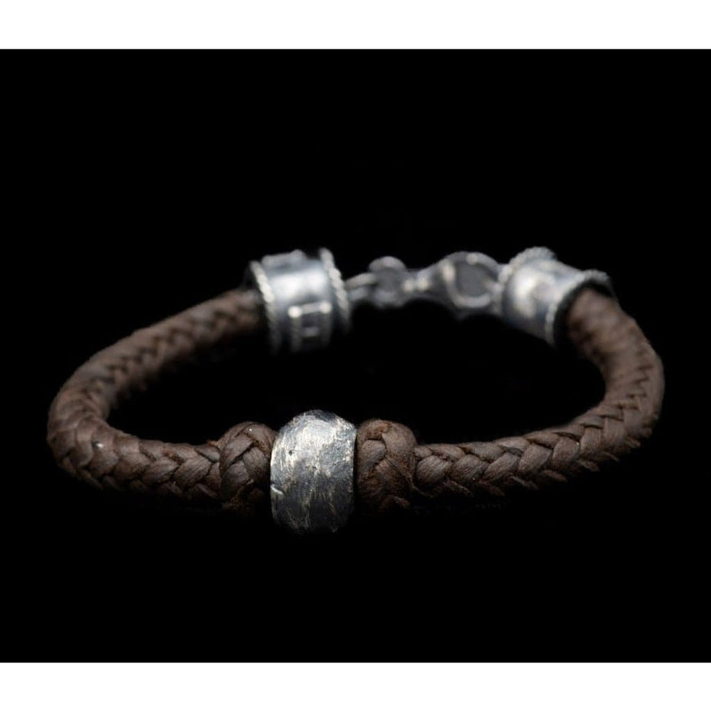 SILVER BALL LEATHER BRACELET - Rock and Jewel