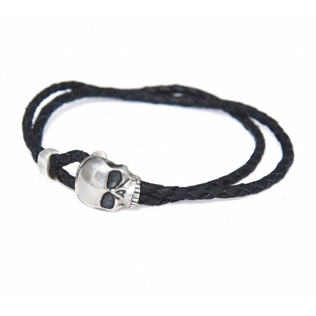 SKULL LEATHER BRACELET - Rock and Jewel