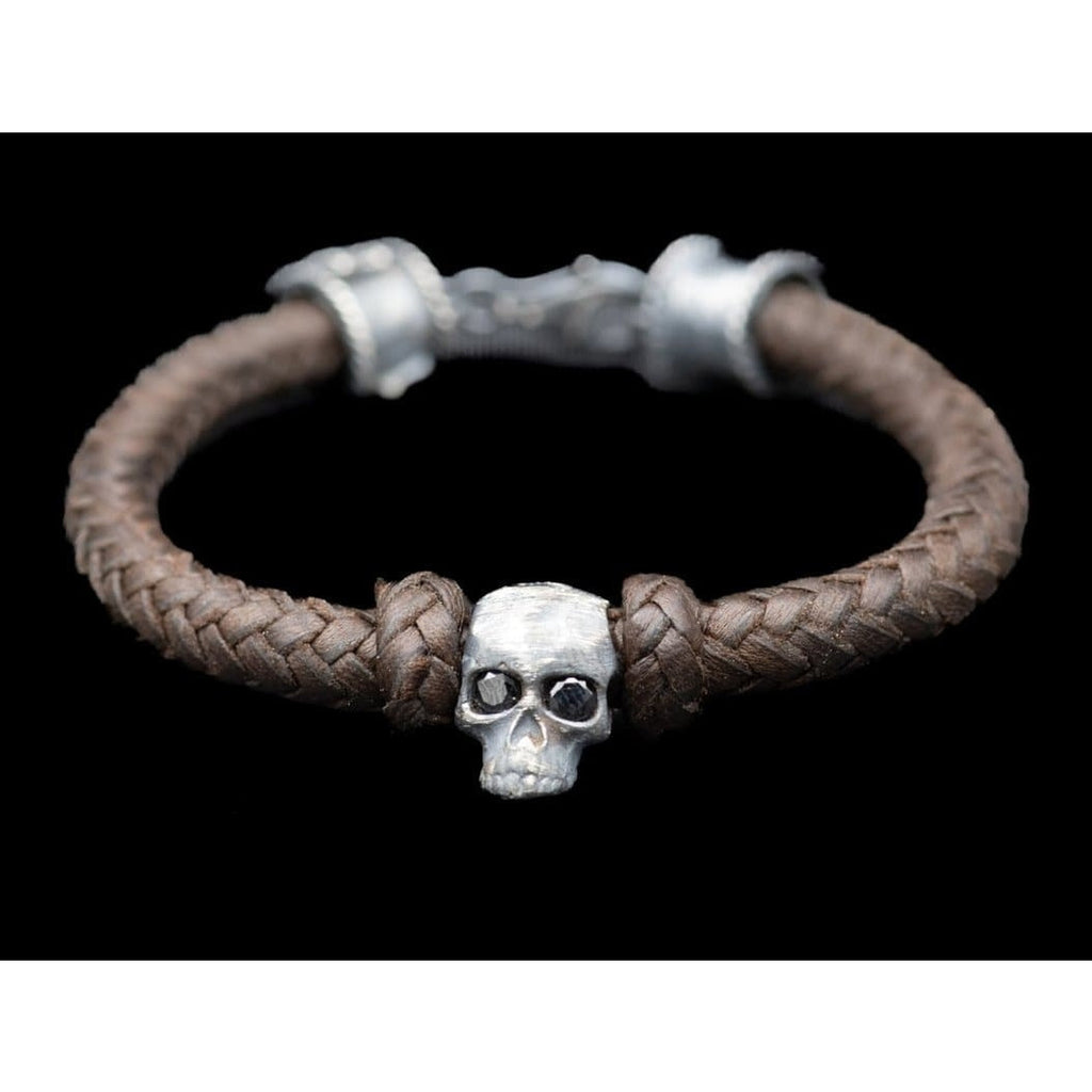 SKULL ONIX LEATHER BRACELET - Rock and Jewel