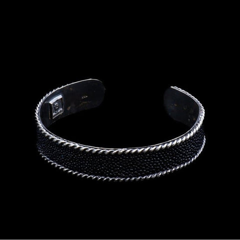 BLACK STINGRAY SKIN CUFF WIDE