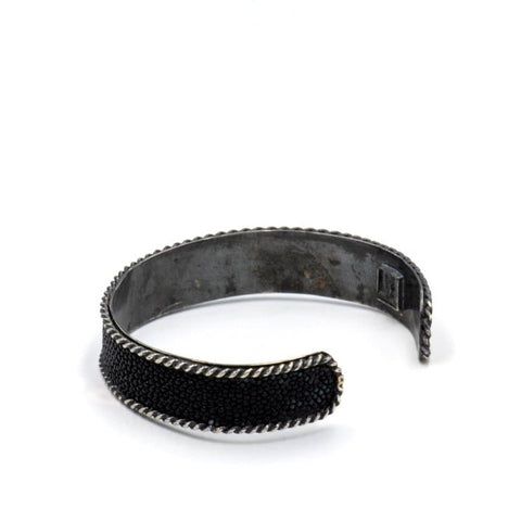 BLACK STINGRAY SKIN CUFF WIDE